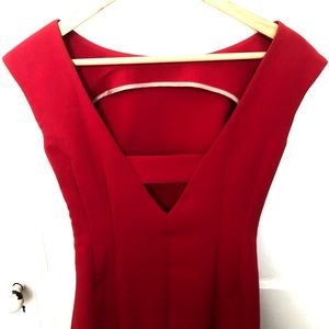Anthropologie boatneck red dress